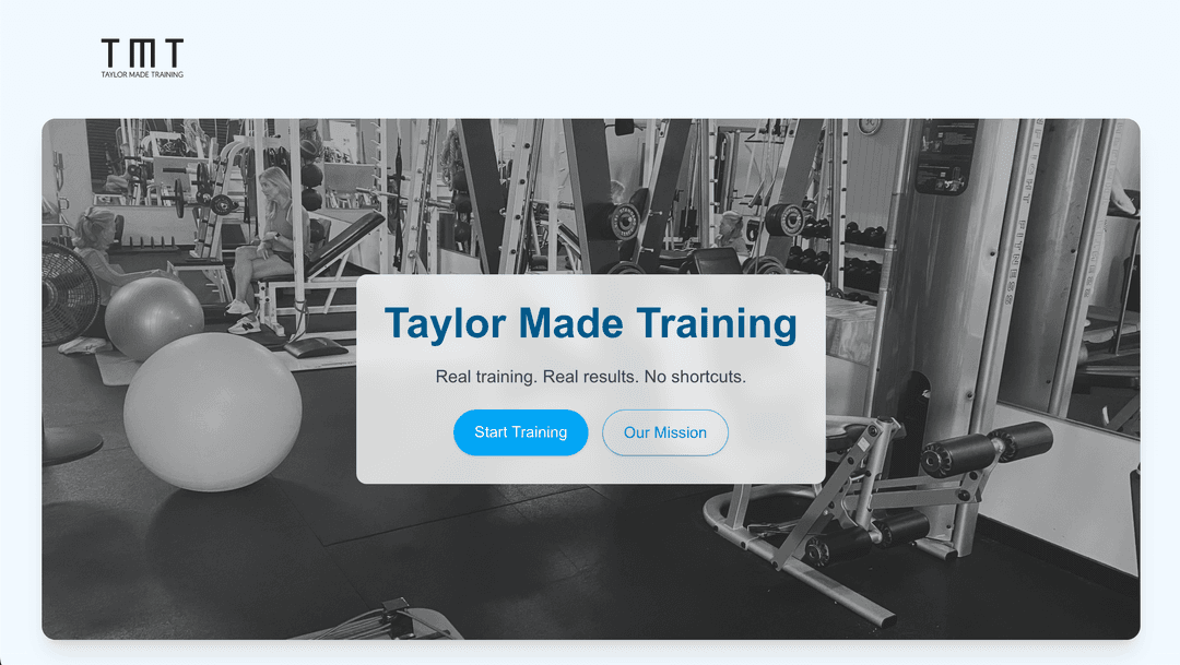 Taylor Made Training landing page