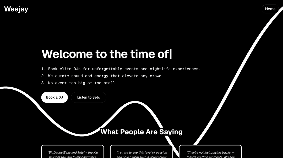 Weejay landing page